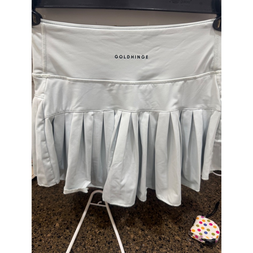 Goldhinge Pleated Tennis Skort Light Blue Athletic‎ Skirt with Pockets Womens